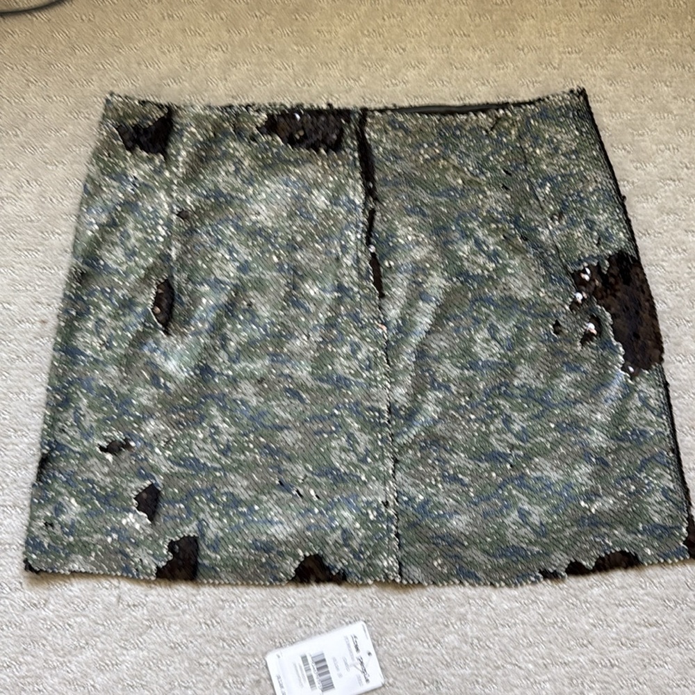 NWT Free People One Camo Sequin Mini Skirt, Size 8 - Picture 6 of 7